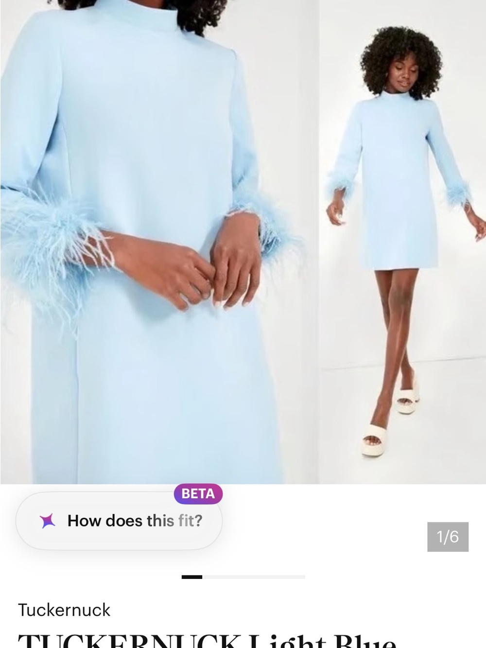 Tuckernuck Powder Blue Feather-Cuff Shift Dress